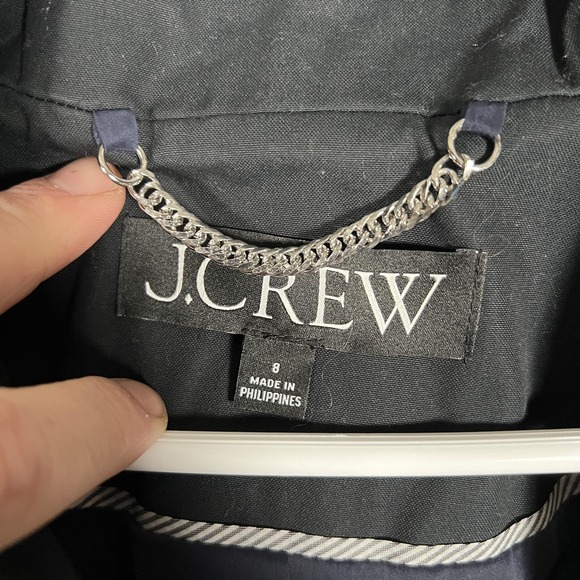 J Crew Coat Womens 8 Black Belted Hooded Trench‎ Double Breasted Classic - Picture 2 of 8